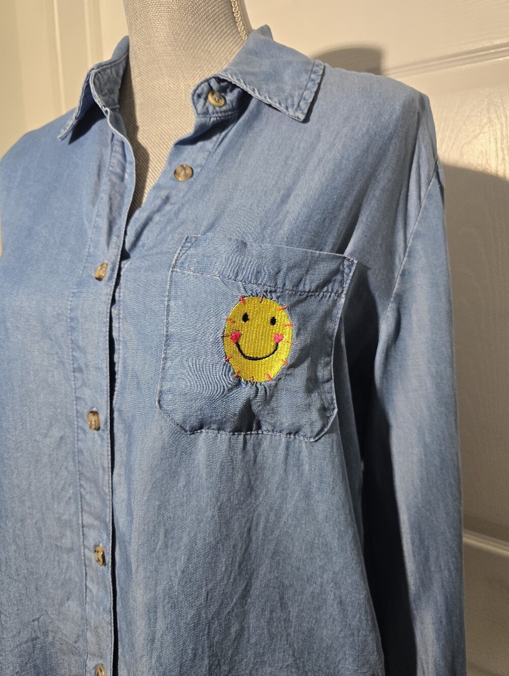 KERRI ROSENTHAL chambray Button Down Shirt - Picture 2 of 5